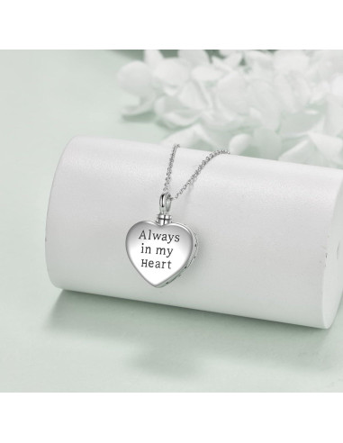 Collar Urna Locket Corazón Plata Esterlina 925 para Cenizas