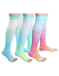 HOVEOX 3 Pares Calcetines Compresión Punta Abierta Unisex