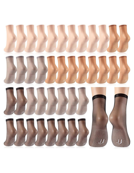 20 Pares de Medias de Nylon Transparentes Antideslizantes para Mujeres