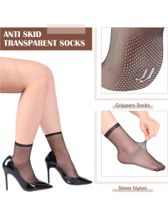 20 Pares de Medias de Nylon Transparentes Antideslizantes para Mujeres 2