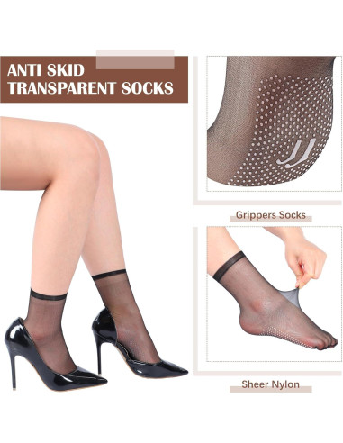 20 Pares de Medias de Nylon Transparentes Antideslizantes para Mujeres