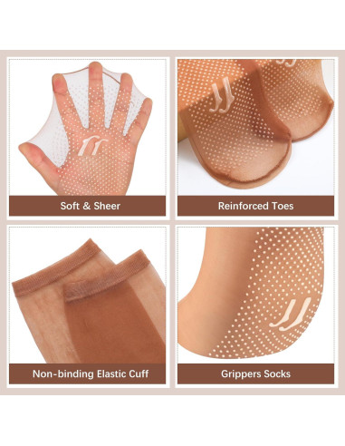 20 Pares de Medias de Nylon Transparentes Antideslizantes para Mujeres