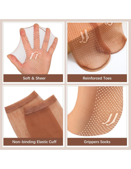 20 Pares de Medias de Nylon Transparentes Antideslizantes para Mujeres