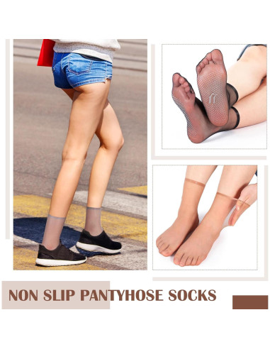 20 Pares de Medias de Nylon Transparentes Antideslizantes para Mujeres