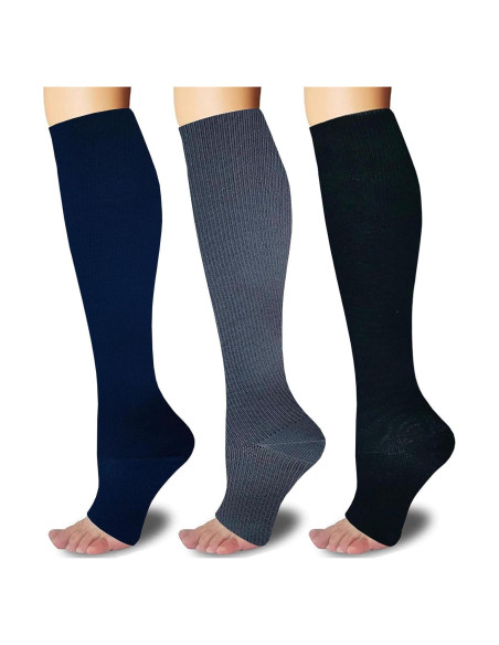3 Pares Calcetines de Compresión Abiertos de Dedos SHUTELI L/XL