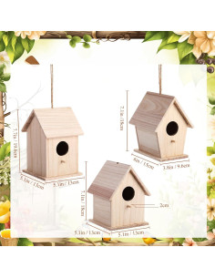 Kit de Casas para Aves de Madera Barydat - 6 Piezas DIY 2