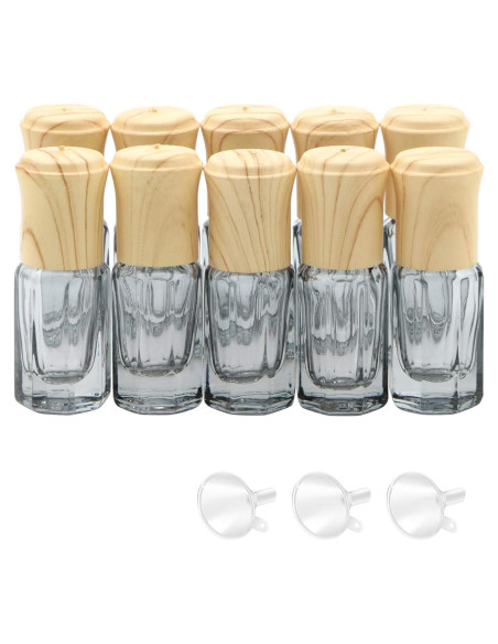 10 Botellas de Vidrio Negro 3ml con Rodillo Newzoll y Embudos