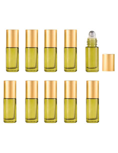 Paquete de 10 botellas de rodillo de vidrio YORROR 5ml verdes