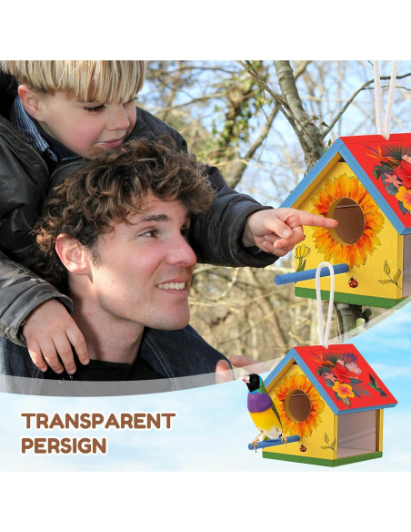 Kit de Casas para Aves Geelin - 4 Unidades de Madera con Pinturas