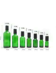 3 Botellas de Vidrio Verde Rellenables TUPWEL-1 50ml 2