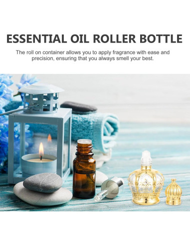 Botellas de Aceite Esencial con Rodillo jojofuny 10ml Doradas