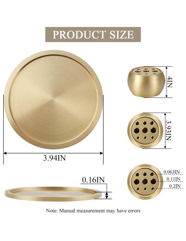 Soporte de Incienso Latón SUJIAMEI 9 Agujeros Doble Uso