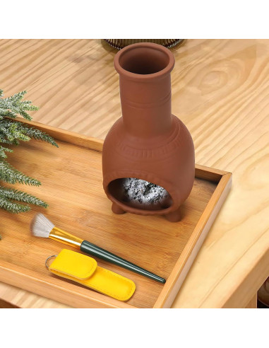 Mini Chimenea de Cerámica Hecha a Mano Panthra - Soporte Palo Santo
