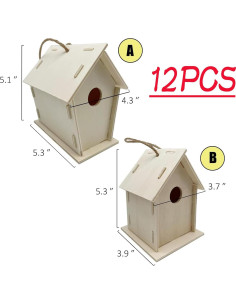 Kit de 12 Casas de Aves de Madera FBIRDY para Pintar DIY 2