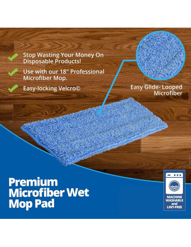 Almohadillas de Mopa Húmeda Microfibra Premium EHIO 20" (2 Paquete)