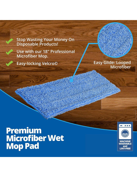 Almohadillas de Mopa Húmeda Microfibra Premium EHIO 20" (2 Paquete)