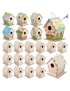 Paquete de 24 casas de pájaros de madera DoubleFill 11 cm