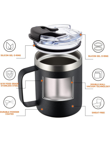 Taza de Café Aislada ALOUFEA 12oz Acero Inoxidable 4 Piezas