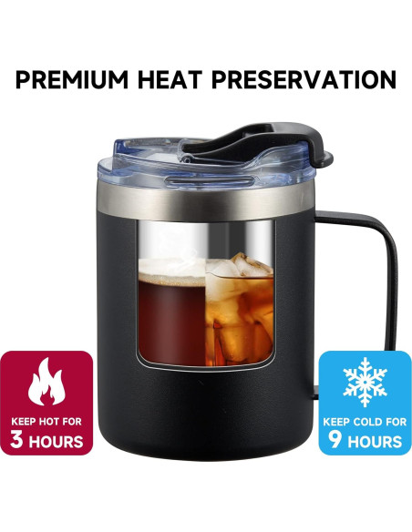 Taza de Café Aislada ALOUFEA 12oz Acero Inoxidable 4 Piezas