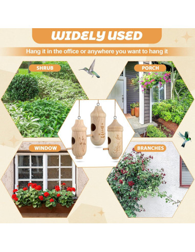 Kit de 12 casas para colibríes Briwooody con pinturas y pinceles