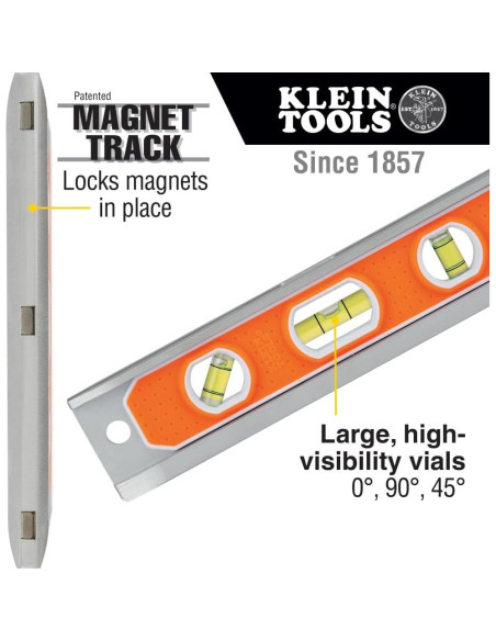 Nivel Torpedo Magnético Klein Tools 23 cm Aluminio 0/45/90