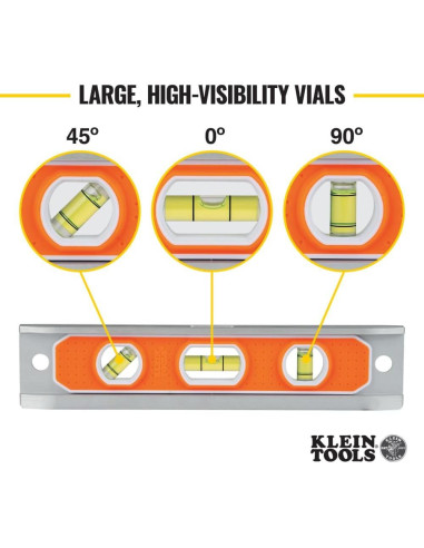 Nivel Torpedo Magnético Klein Tools 23 cm Aluminio 0/45/90