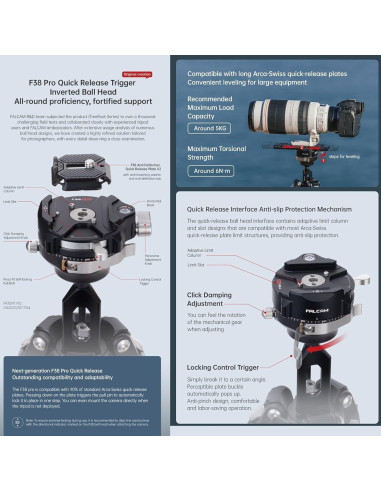 Trípode de fibra de carbono Kongeeker F38 Pro, 154.94 cm, 5kg