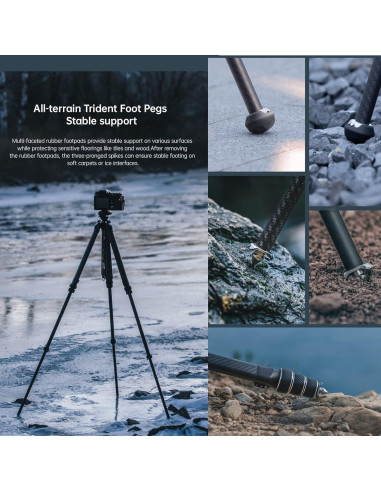 Trípode de fibra de carbono Kongeeker F38 Pro, 154.94 cm, 5kg