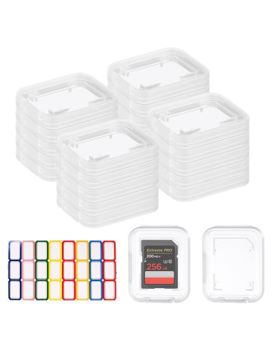 ISKYBOB 20 Cajas Transparentes para Tarjetas SD con 24 Etiquetas