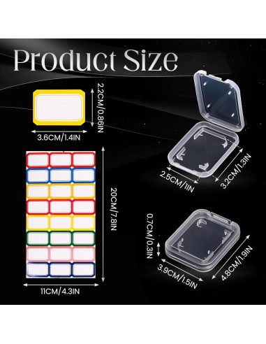 ISKYBOB 20 Cajas Transparentes para Tarjetas SD con 24 Etiquetas