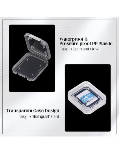 ISKYBOB 20 Cajas Transparentes para Tarjetas SD con 24 Etiquetas