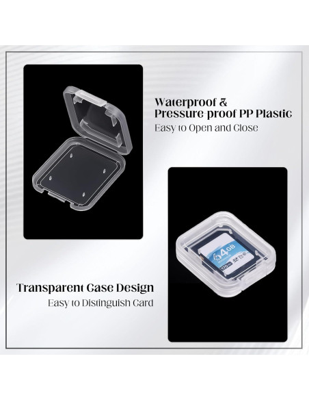 ISKYBOB 20 Cajas Transparentes para Tarjetas SD con 24 Etiquetas