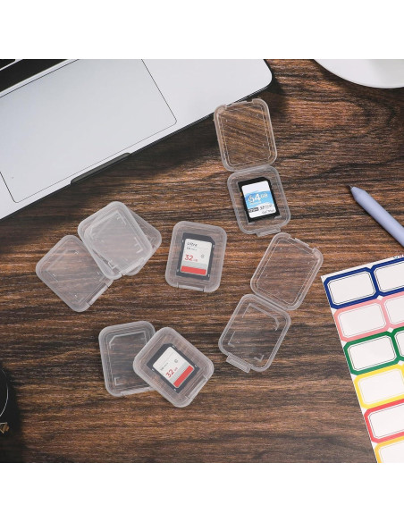 ISKYBOB 20 Cajas Transparentes para Tarjetas SD con 24 Etiquetas