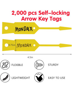 2000 Etiquetas de Llave Amarillas Mondax 11.43x1.91 cm Vinilo 2