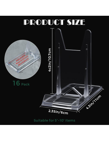 20 Soportes de Libro Acrílico Ajustables para Exhibición