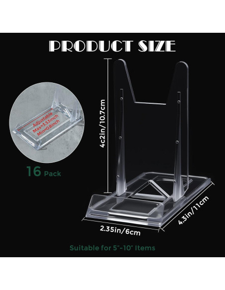 20 Soportes de Libro Acrílico Ajustables para Exhibición
