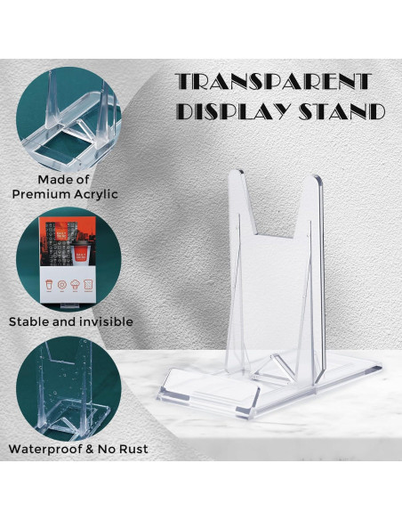 20 Soportes de Libro Acrílico Ajustables para Exhibición