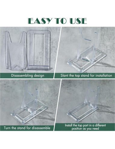 20 Soportes de Libro Acrílico Ajustables para Exhibición