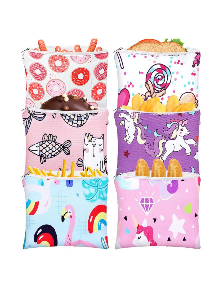 6 Bolsas Reutilizables para Snacks Chumia 18x18 cm Cartoon