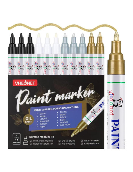 Marcadores de pintura a base de aceite VHEONET, 12 colores