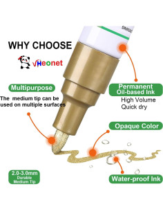 Marcadores de pintura a base de aceite VHEONET, 12 colores 2