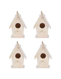 Casa para Aves de Madera Tiiyee, 4 Piezas Colgantes para Exteriores