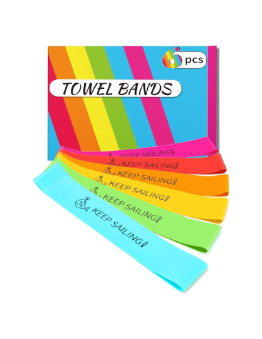 Bandas de Toalla de Playa Towel Crabber - Goma Elástica, Paquete de 6
