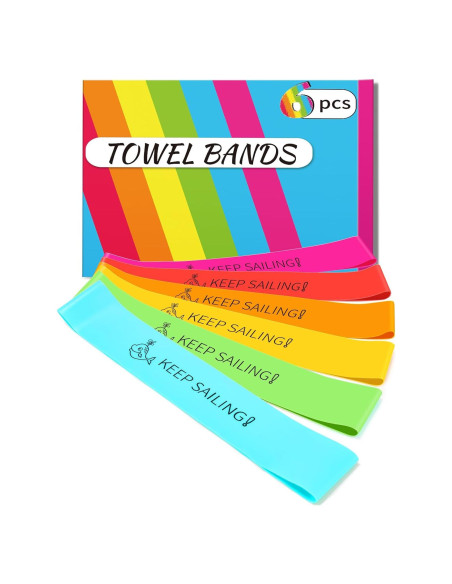 Bandas de Toalla de Playa Towel Crabber - Goma Elástica, Paquete de 6