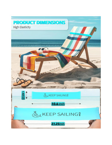 Bandas de Toalla de Playa Towel Crabber - Goma Elástica, Paquete de 6