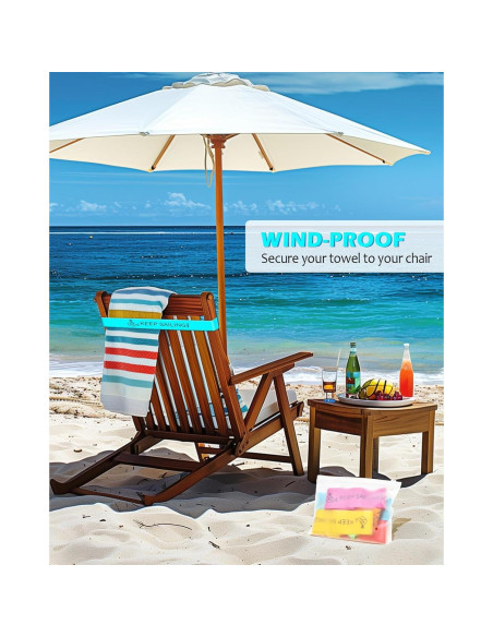 Bandas de Toalla de Playa Towel Crabber - Goma Elástica, Paquete de 6