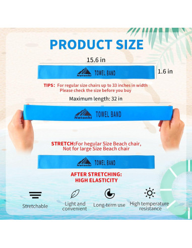 Bandas de Toalla Natonhi 6 Piezas para Sillas de Playa