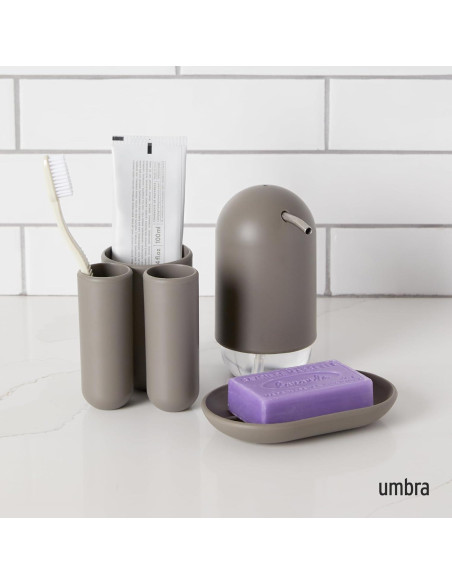 Soporte para Cepillos de Dientes Umbra Touch Gris - 3 Compartimentos