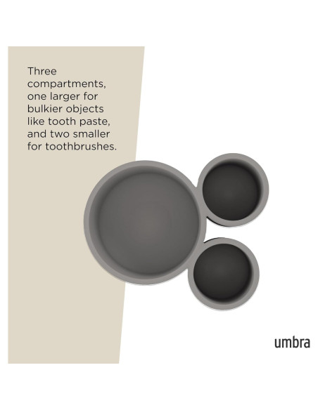 Soporte para Cepillos de Dientes Umbra Touch Gris - 3 Compartimentos