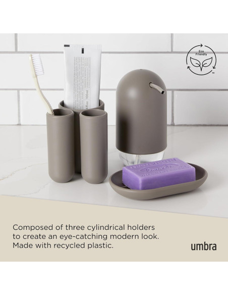 Soporte para Cepillos de Dientes Umbra Touch Gris - 3 Compartimentos
